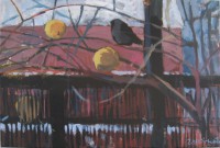 Blackbird and winter, 60 x 40, oil, 2012