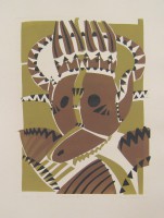 crok mask, monotype with paper templates, 45 x 70