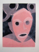 Horn mask , monotype with templates, 50 x 70