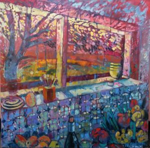 summerhouse in autumn, 120 x 80, oil,