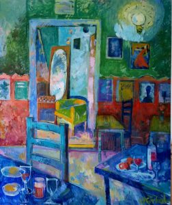 " Bar in Lisboa"( oil on canvas, 2017, 100 x 120)